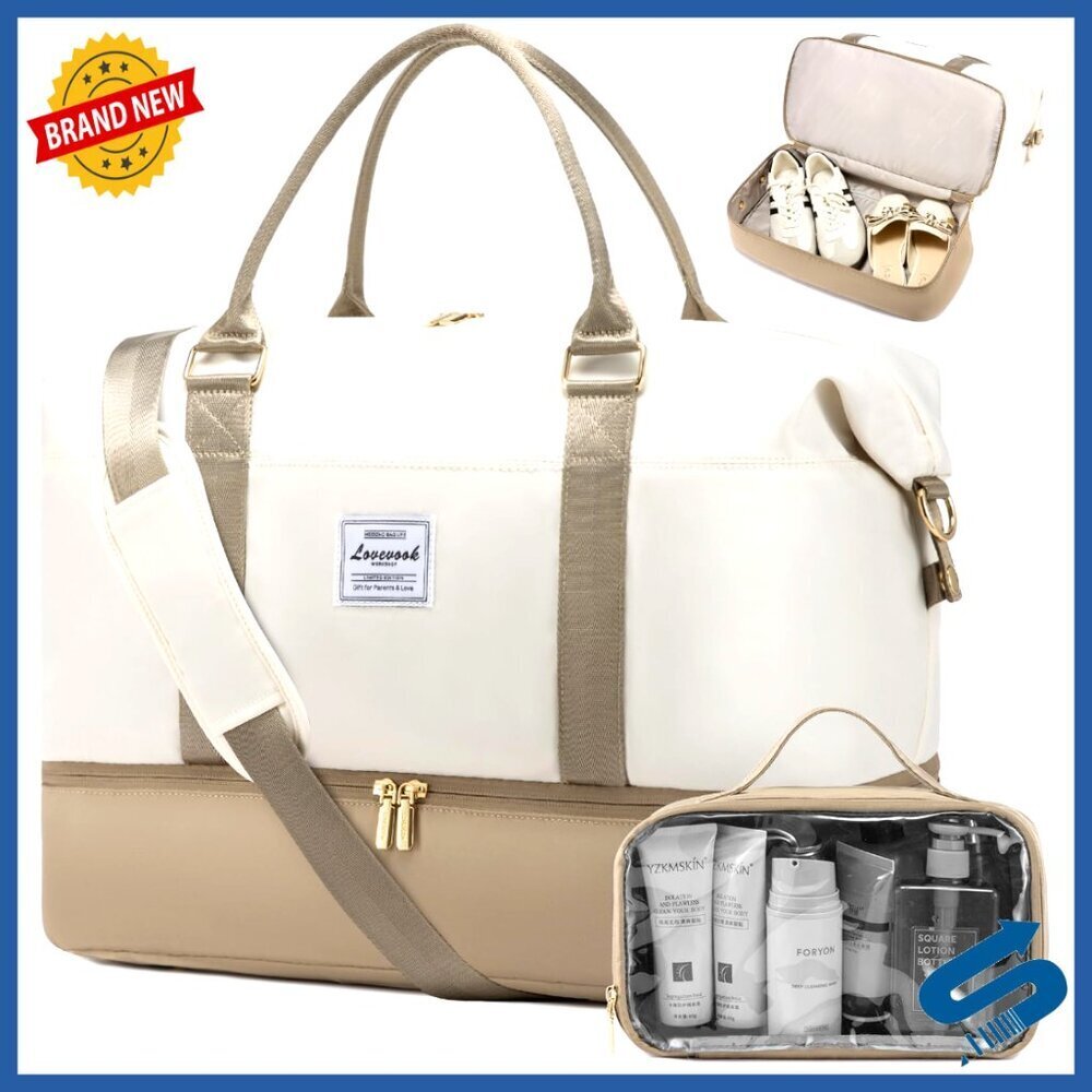 Large Travel Duffel with Laptop Pocket, Shoe Compartment, Trolley Sleeve